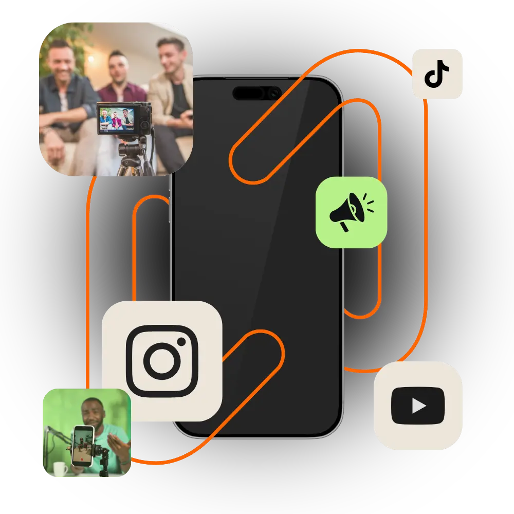 Influenciadores criando conteúdo para Instagram, TikTok e YouTube